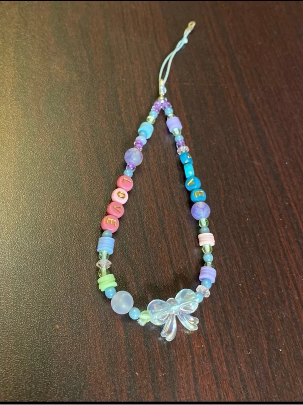 Mobile phone Strap Beaded in pastel beads